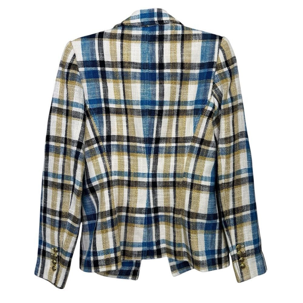 NEW Smythe Cut-Away Blazer Summer Plaid Linen Cotton Size 6 - Picture 8 of 12